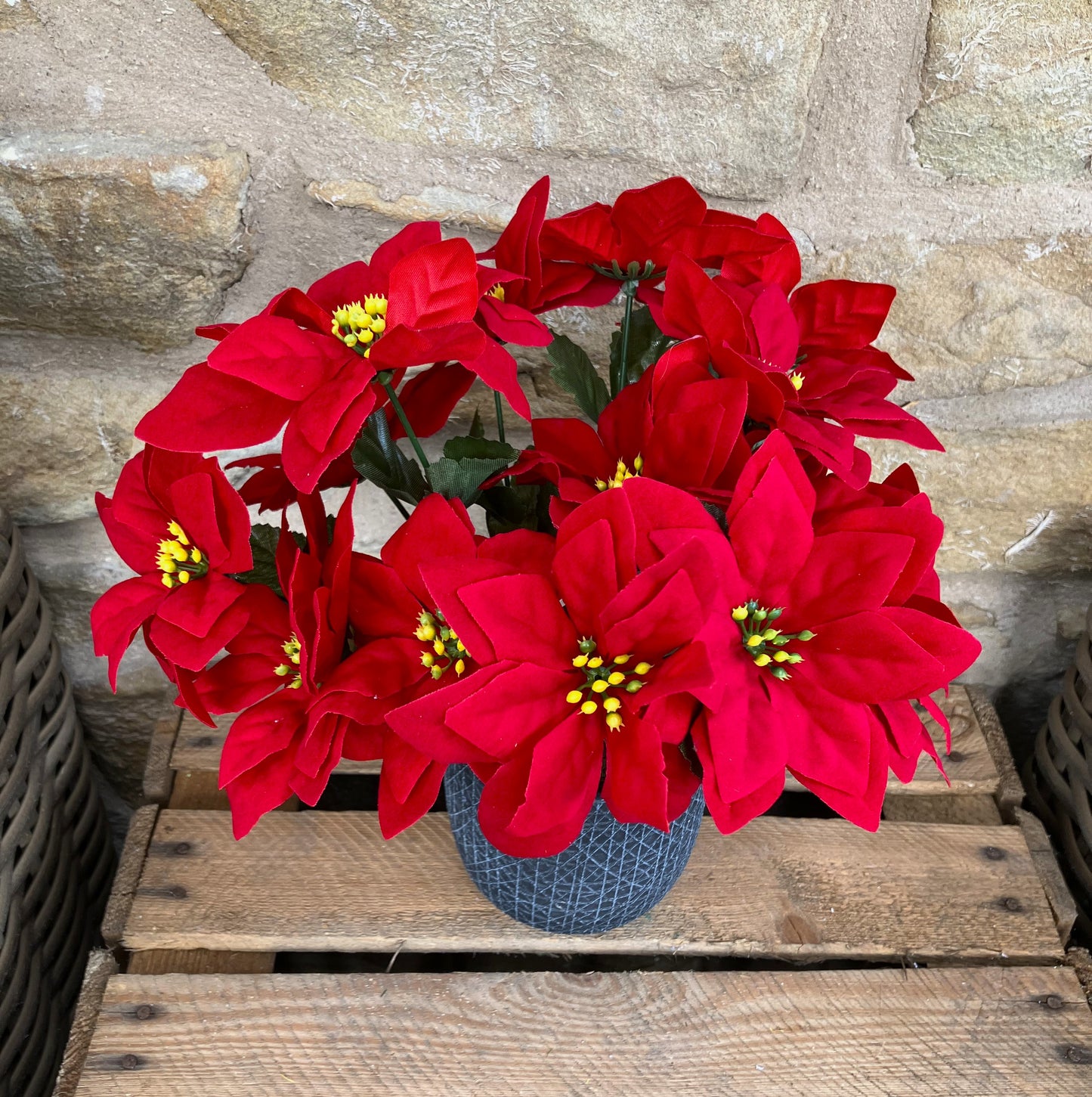 Artificial Red Poinsettia with or without pot