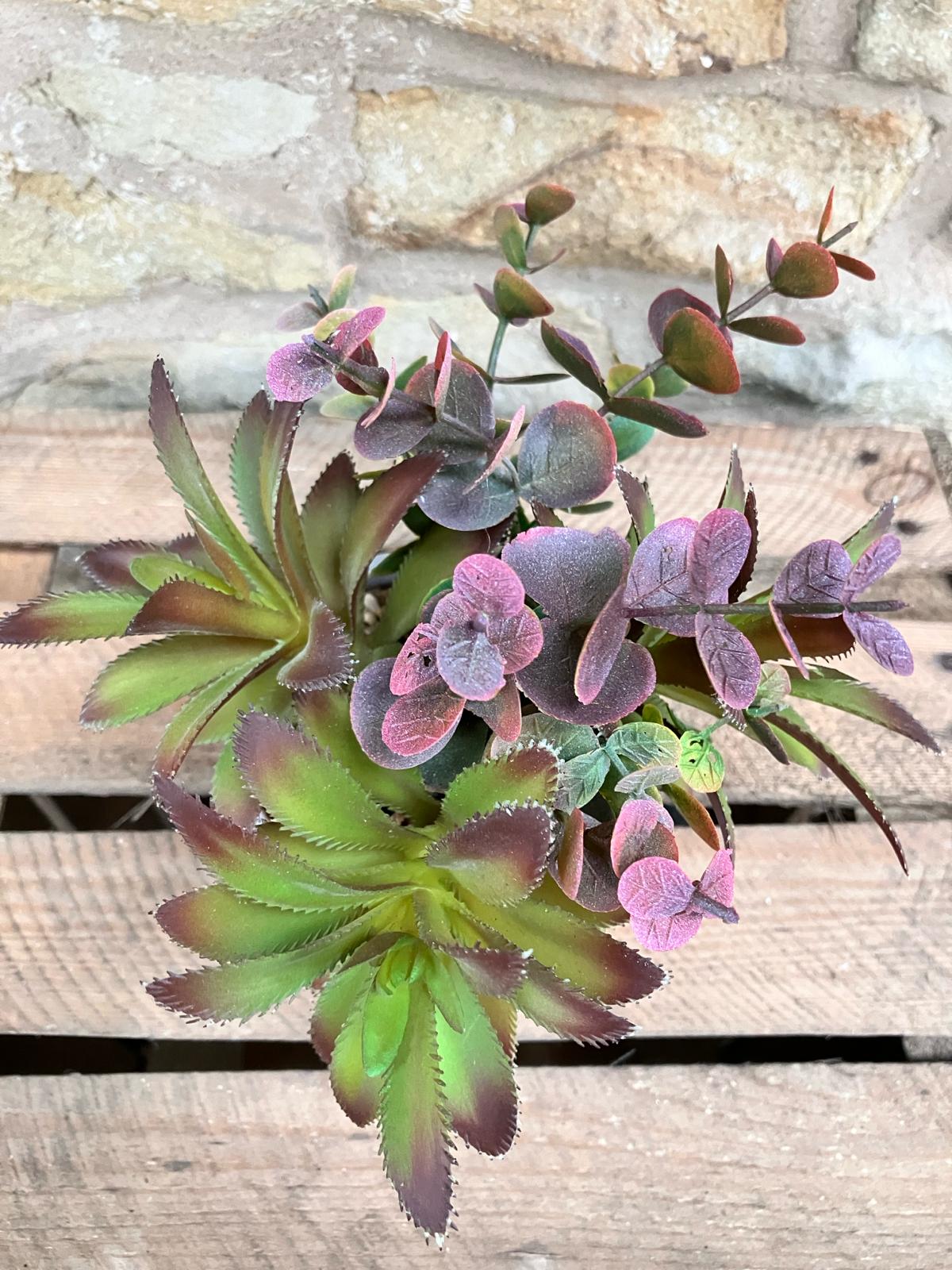 Artificial Succulent Trio in Ribbed White Pots