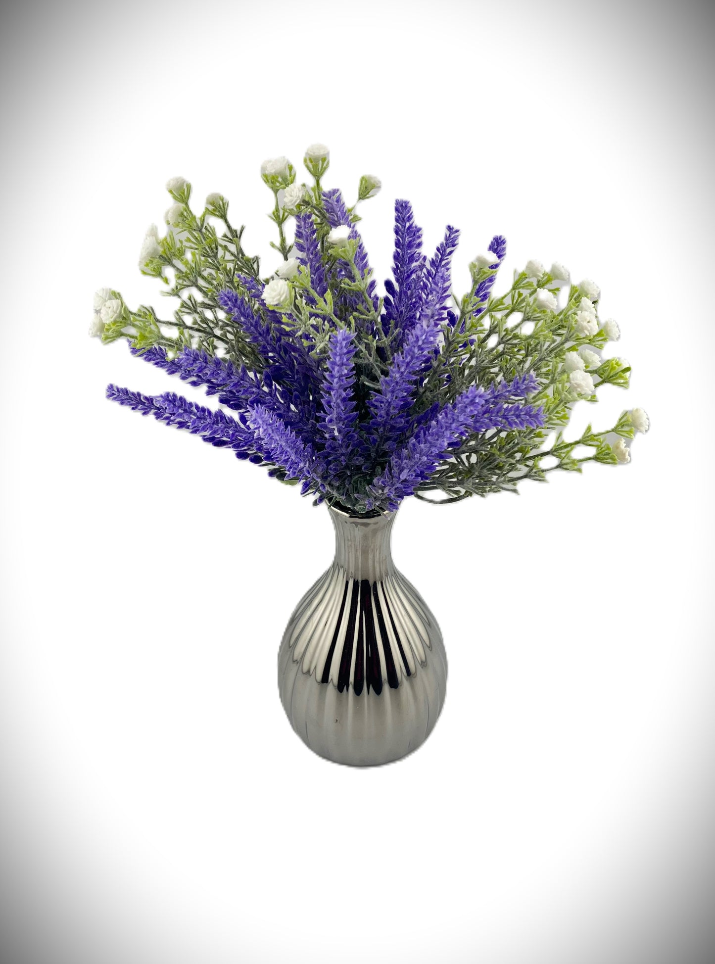 2 Ivory Gypsophillia Stems & 4 Lavender Stems Arrangement