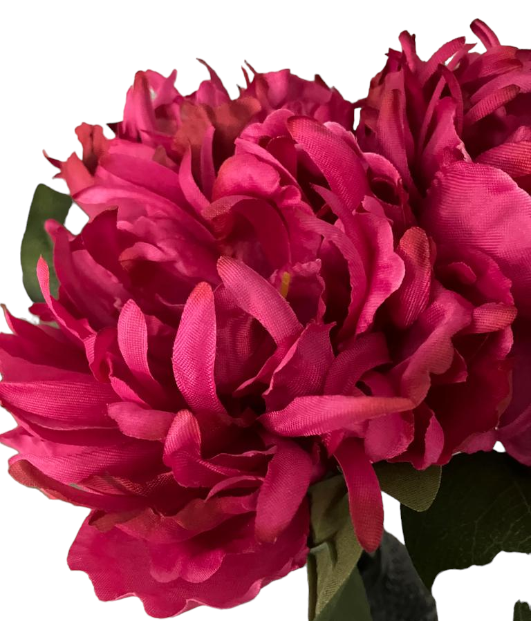 Artificial Magenta Peony with Monochrome Ball Vase - 23cm