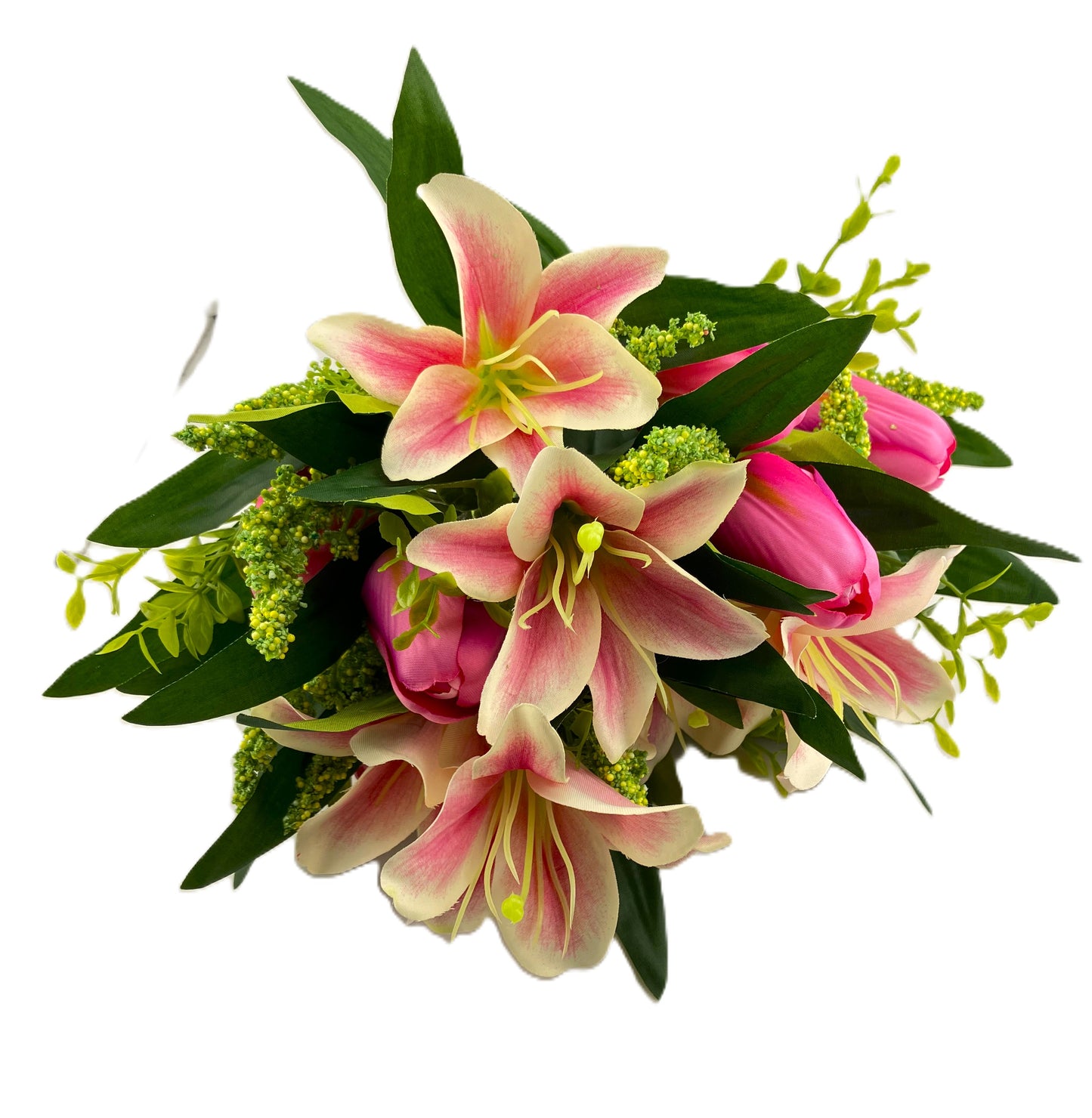 Pink Tiger Lily and Tulip Bunch in a Vase