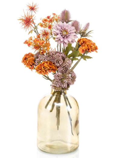 Giftbox with flowers orange/purple