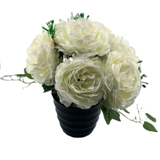 White Carnation Bunch with Gypsohilia and pot options