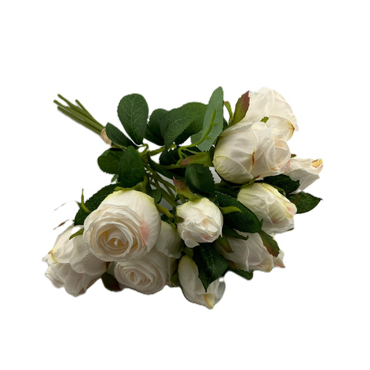12 Head White Blush Roses Dry Touch Hand Tie - - £9.99