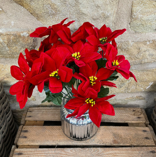 Artificial Red Poinsettia with or without pot
