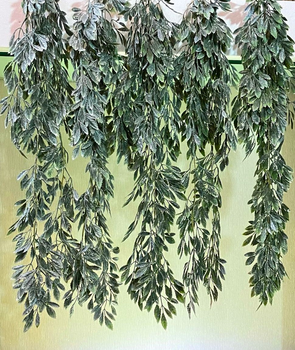 Curtain Wall - Artificial Trailing Dusted Spikey Leaf - MULTIBUY - 6 PLANTS