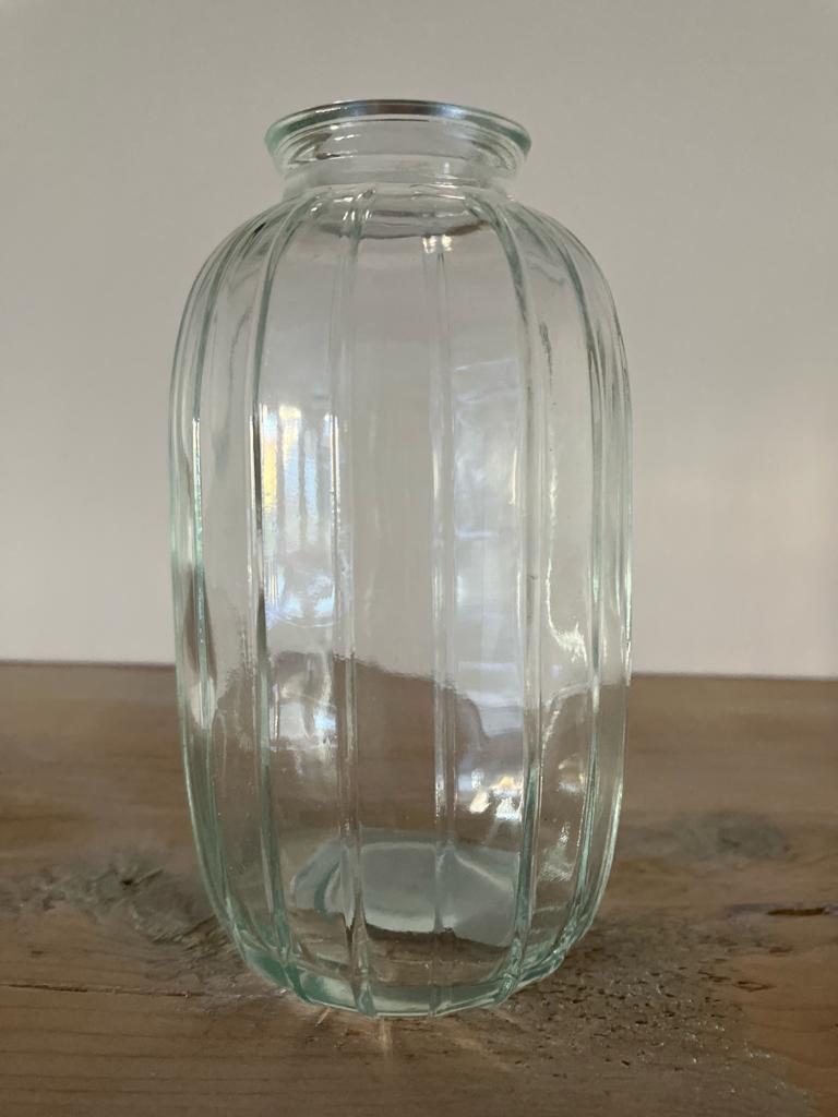 Glass 11cm Small Lined Bud Vase