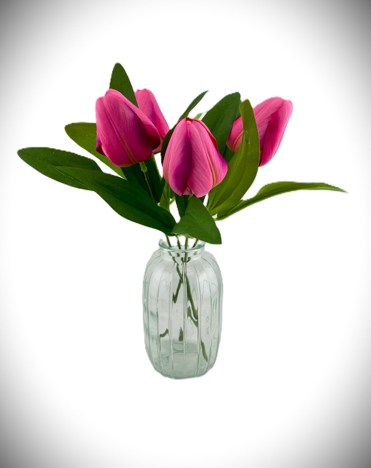 Artificial Silk 4 Head Tulip Bunch - Hot Pink