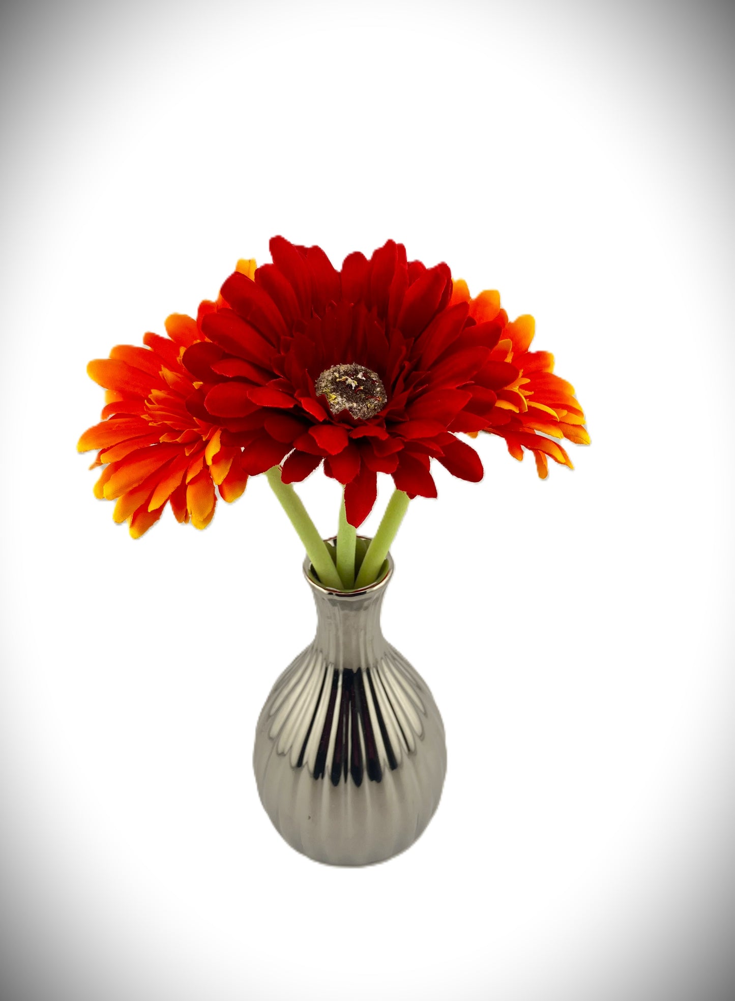 2 Orange Gerbera and 1 Red Gerbera with Vase