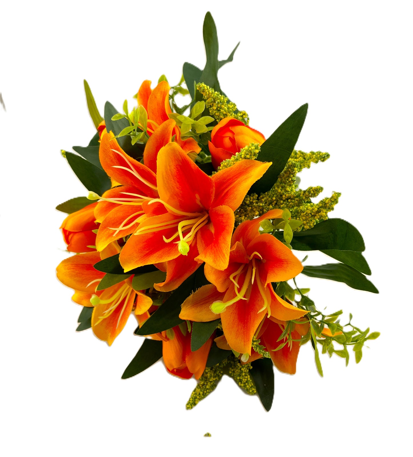 Orange Tiger Lily and Tulip Bunch in a Vase