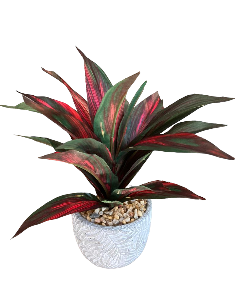 Artificial Red and Green Bush in Matte Grey Pot