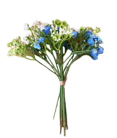 Artificial Baby's Breath/ Gypsophilia Bouquet in Green, Blue & Cream