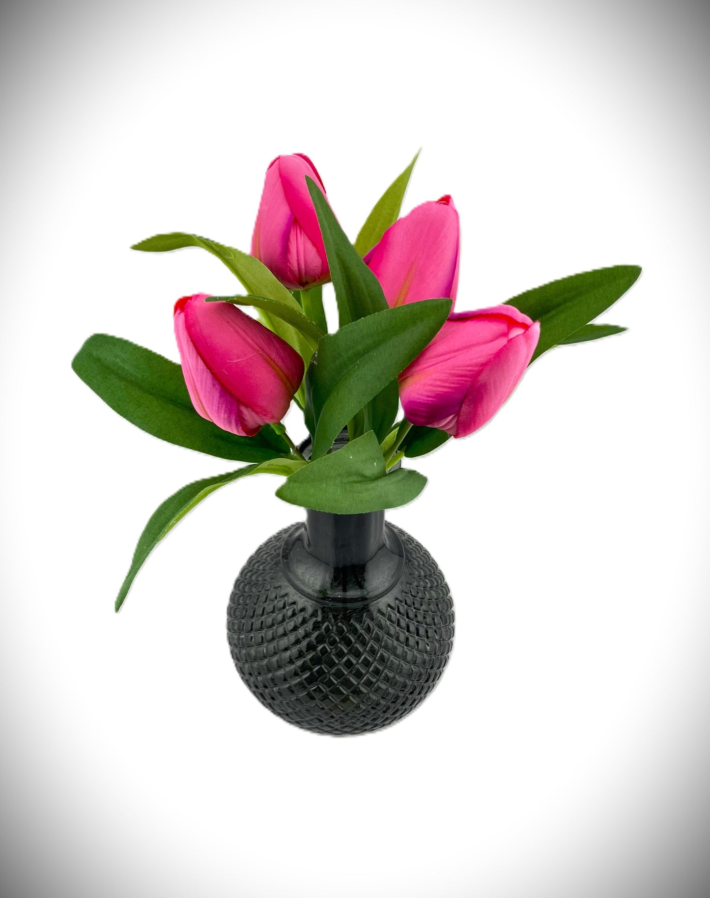 Artificial Silk 4 Head Tulip Bunch - Hot Pink