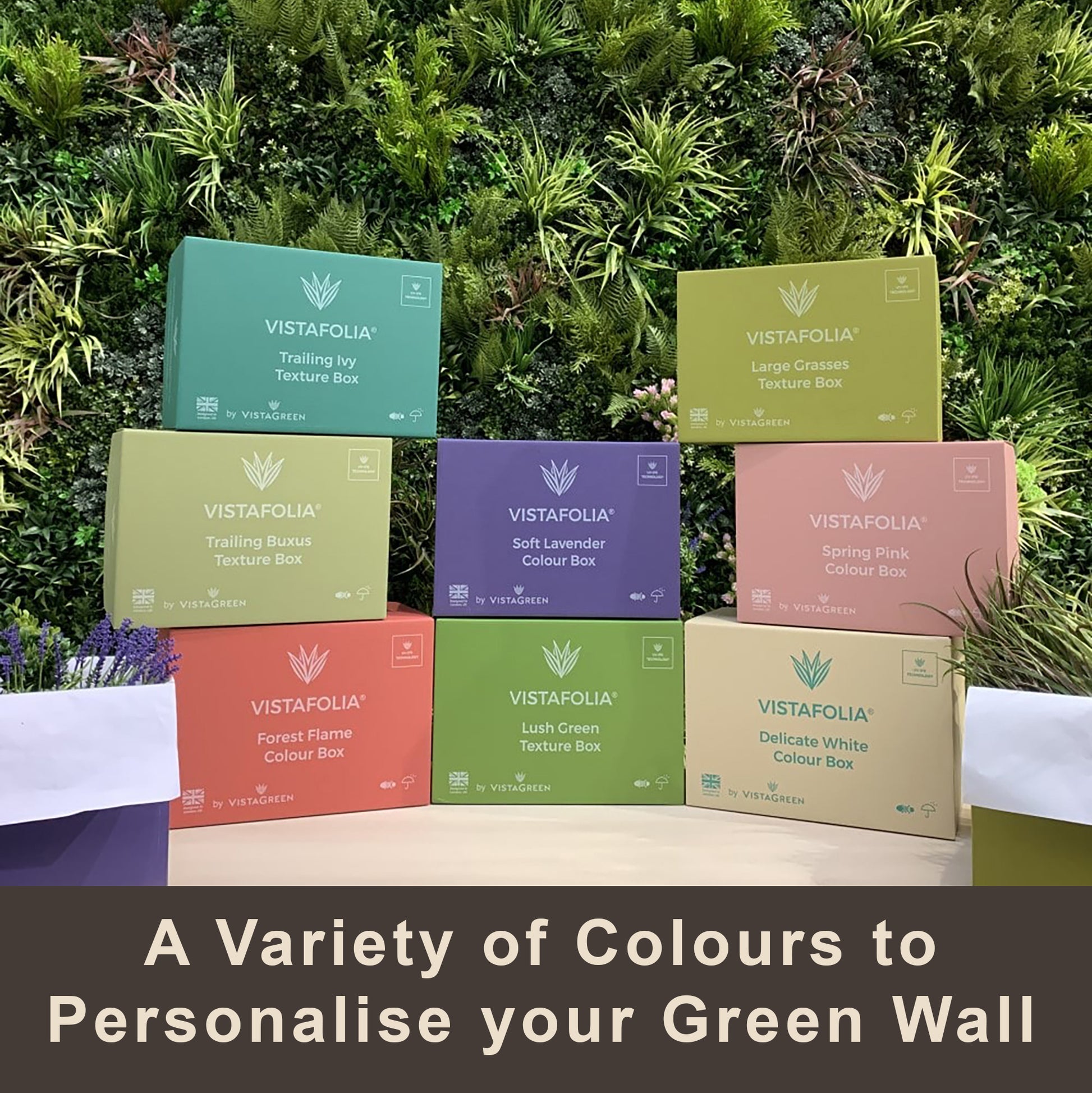 Invigorating reds blend with the green to create a stunning view. Use these lush plants where you please. they are designed to enhance or accent your wall by simply slotting them into the Vistafolia Panel where you want them.