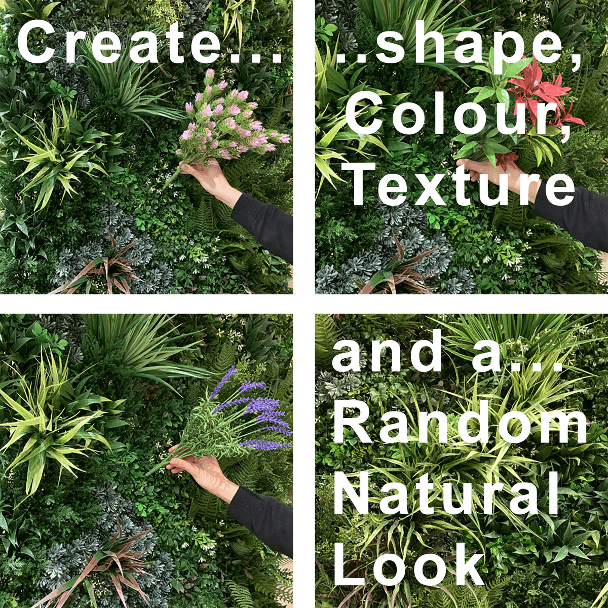Artificial Green Wall Texture Box -  Large Grasses
